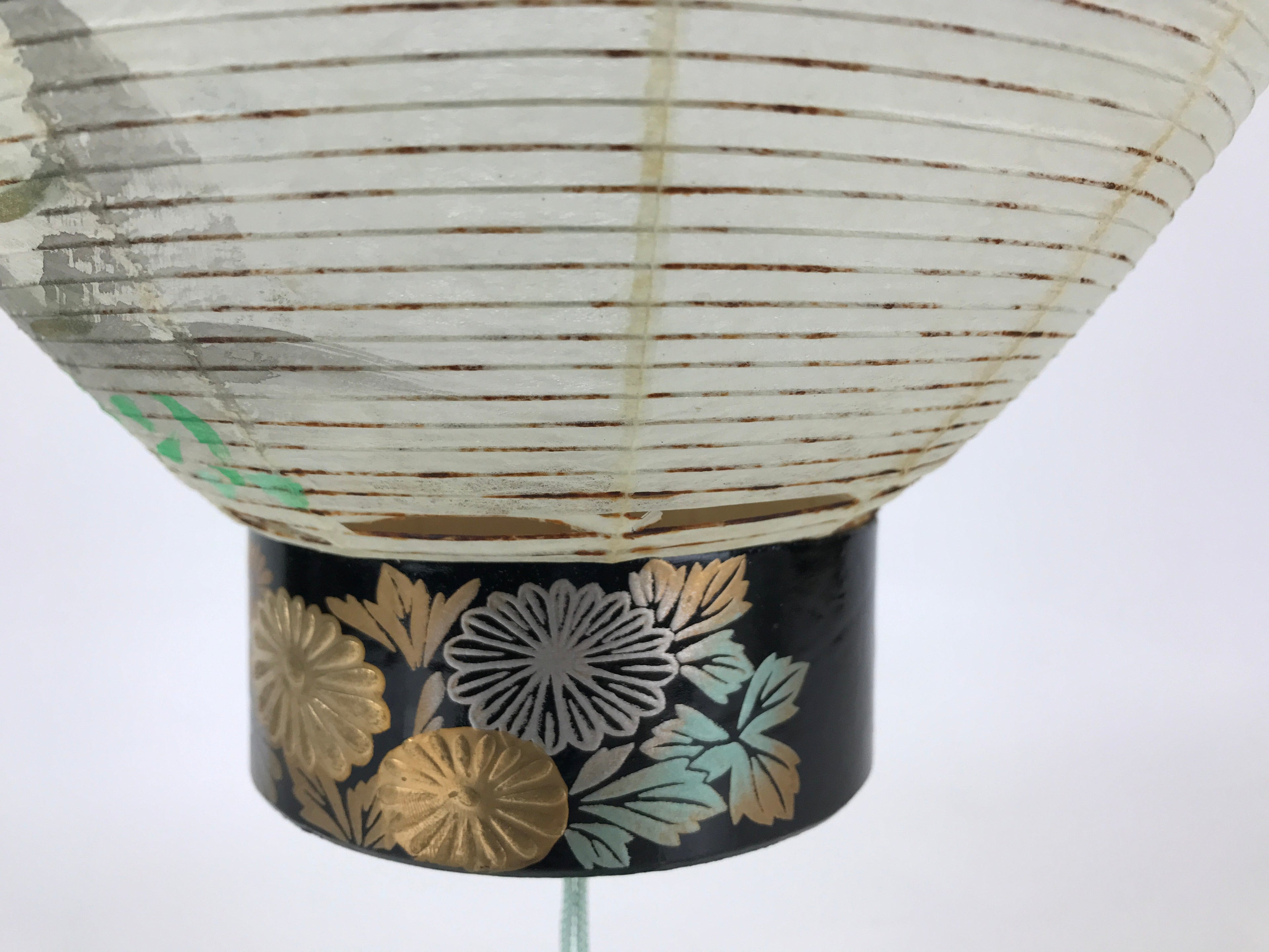 Japanese Hanging Paper Lantern Vtg Chochin Obon Festival Washi Wood Frame LT60