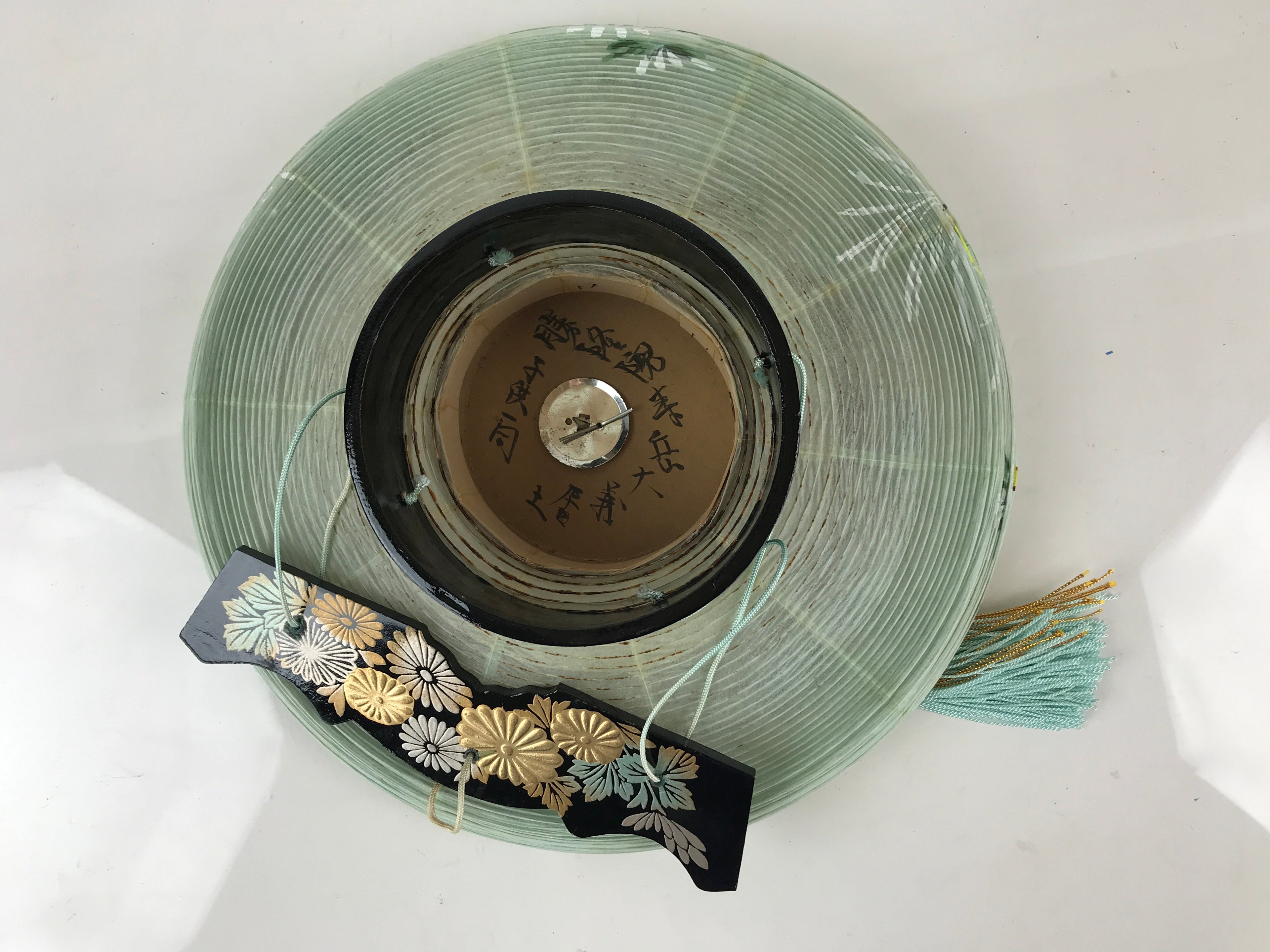 Japanese Hanging Paper Lantern Vtg Chochin Obon Festival Washi Wood Frame LT60