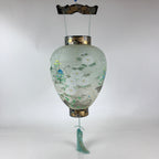 Japanese Hanging Paper Lantern Vtg Chochin Obon Festival Washi Wood Frame LT60