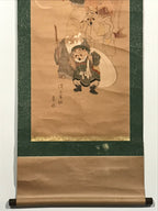 Japanese Hanging Scroll 7 Lucky Gods Auspicious Picture Vtg 1930 Kakejiku SC789