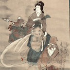 Japanese Hanging Scroll 7 Lucky Gods Auspicious Picture Vtg 1930 Kakejiku SC789