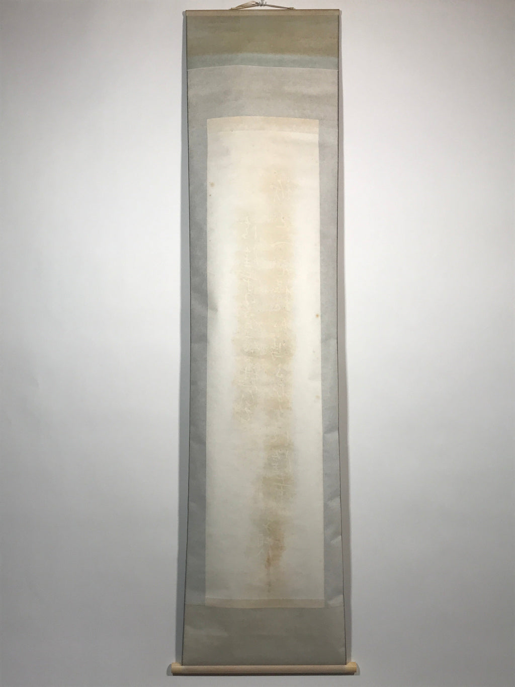 Japanese Hanging Scroll Black Haze White letters Shiki Vtg Kakejiku Kakemono SC7