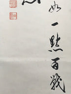 Japanese Hanging Scroll Calligraphy Shodo Black Ink Kanji Vtg Kakejiku SC780