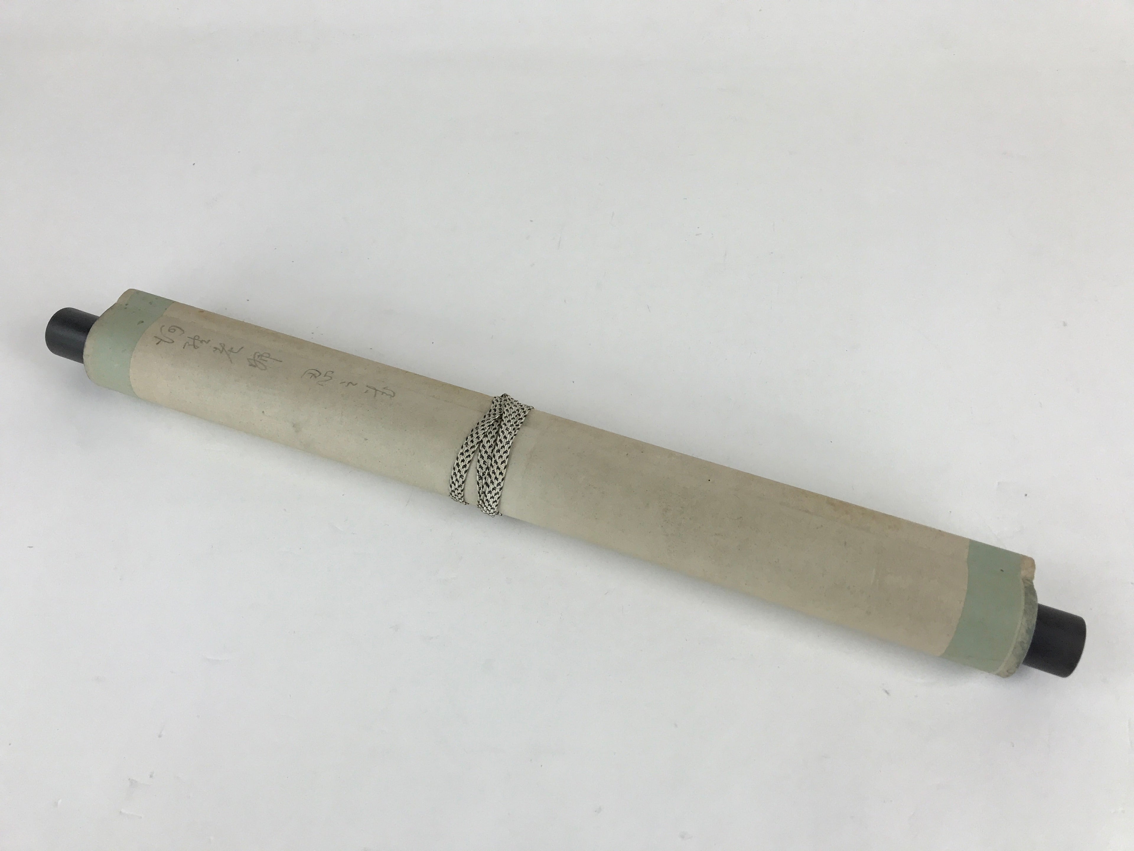 Japanese Hanging Scroll Calligraphy Shodo Black Ink Kanji Vtg Kakejiku SC780