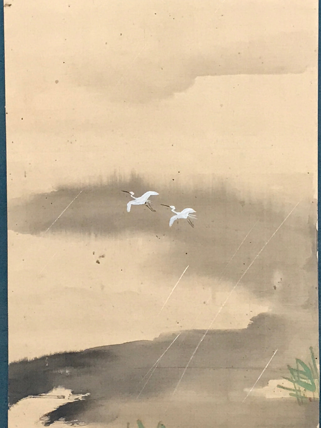 Japanese Hanging Scroll Crane Lake Picture Hokuyo Toda Kakejiku Kakemono SC777