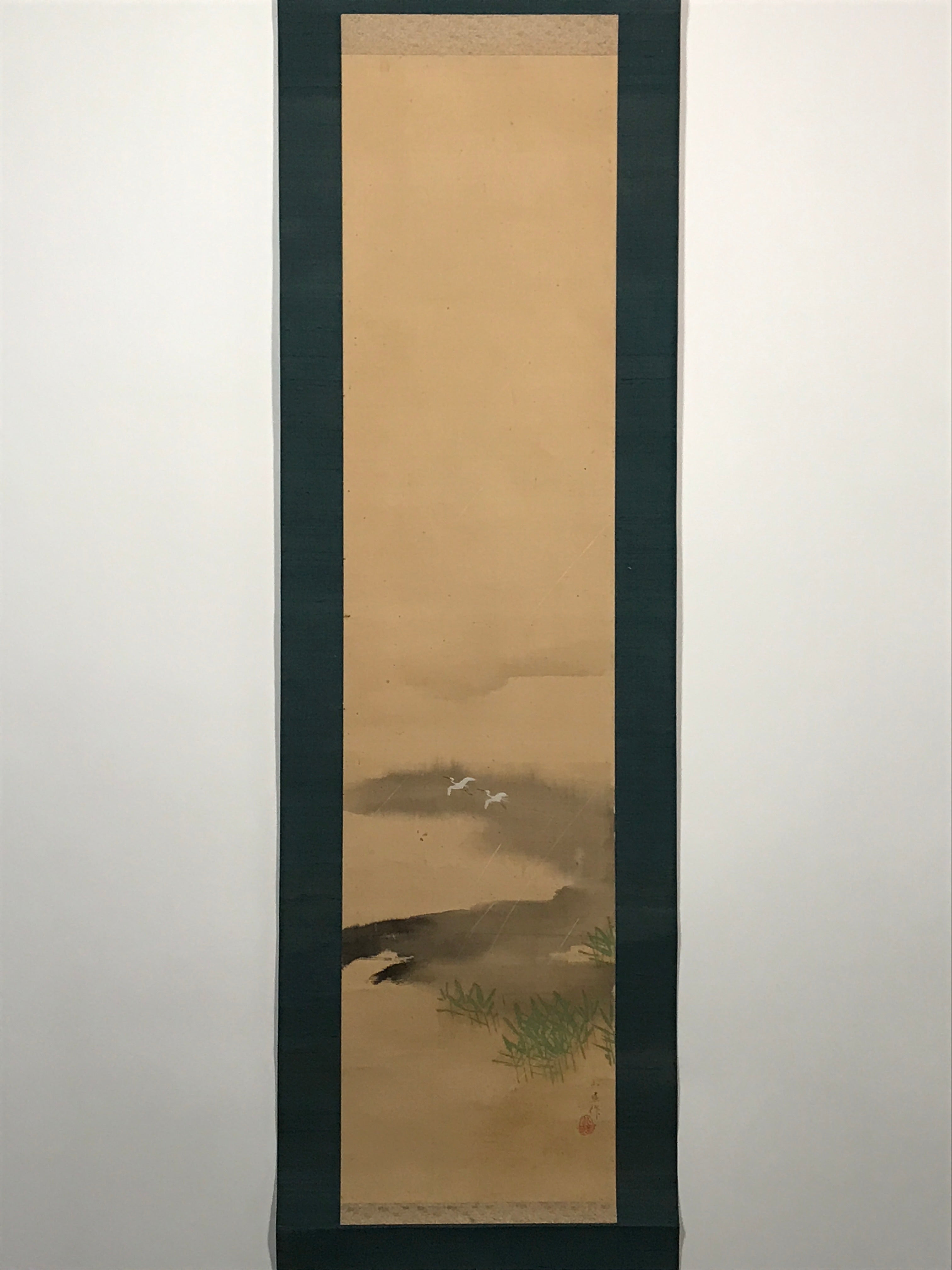 Japanese Hanging Scroll Crane Lake Picture Hokuyo Toda Kakejiku Kakemono SC777