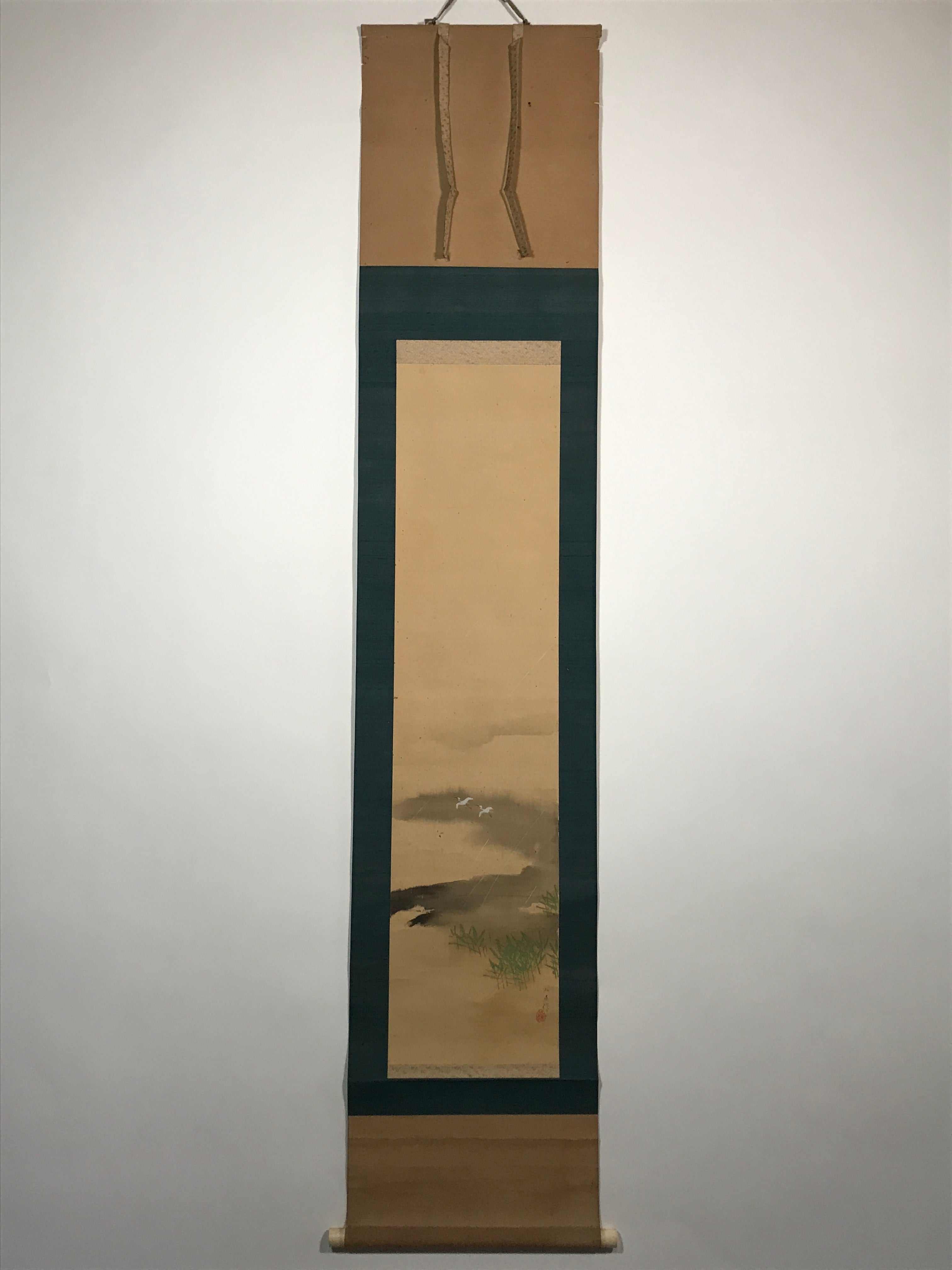 Japanese Hanging Scroll Crane Lake Picture Hokuyo Toda Kakejiku Kakemono SC777