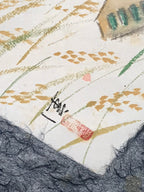 Japanese Hanging Scroll Fan Shape Mount Ibuki Ontake Kakejiku Kakemono SC806