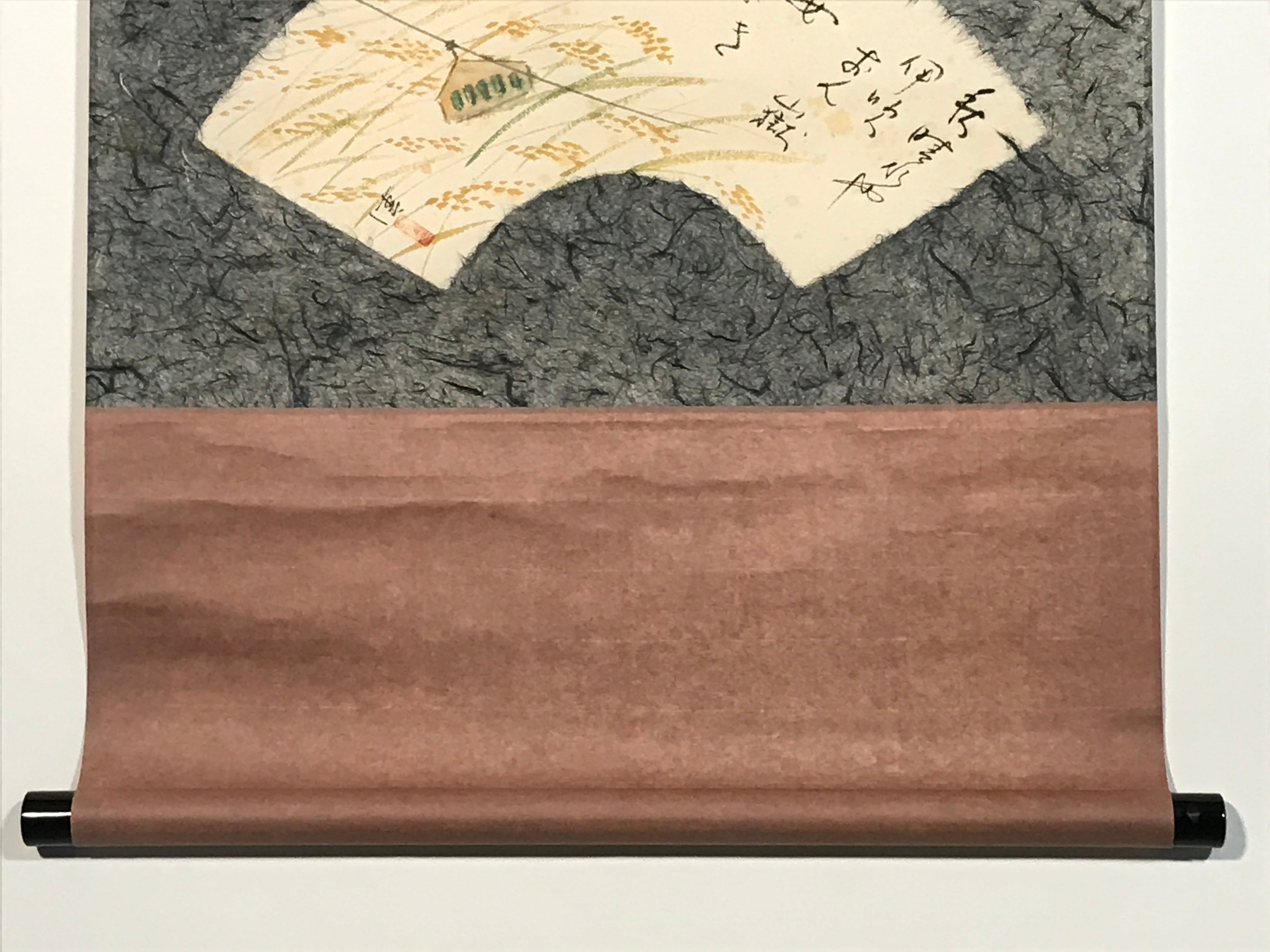 Japanese Hanging Scroll Fan Shape Mount Ibuki Ontake Kakejiku Kakemono SC806