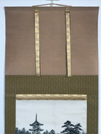 Japanese Hanging Scroll Forest And Five-Storied Pagoda Kakejiku Kakemono SC791