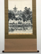 Japanese Hanging Scroll Forest And Five-Storied Pagoda Kakejiku Kakemono SC791
