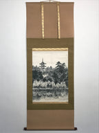 Japanese Hanging Scroll Forest And Five-Storied Pagoda Kakejiku Kakemono SC791
