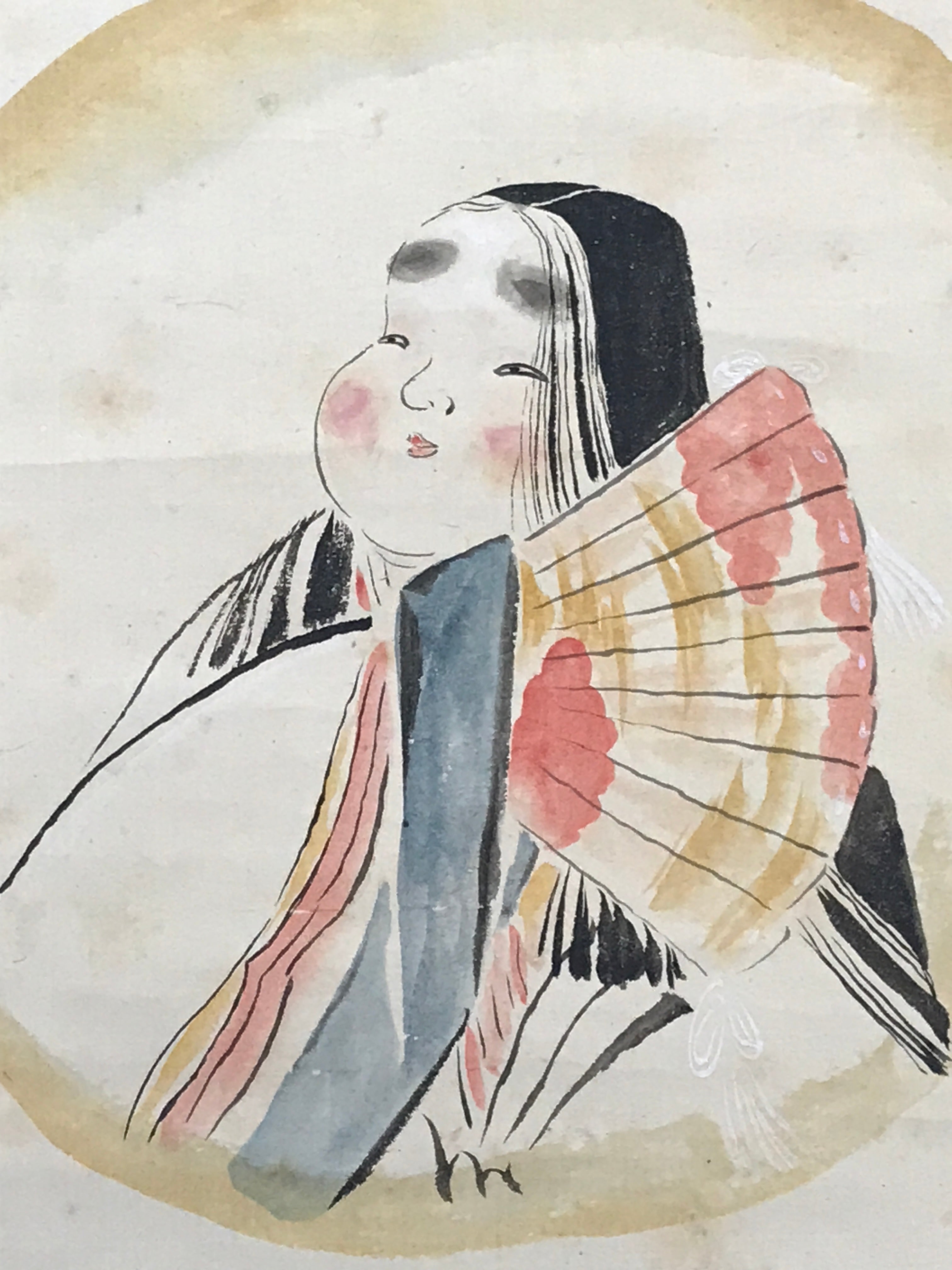 Japanese Hanging Scroll Heian Period Painting Beauties Kakejiku Kakemono SC761