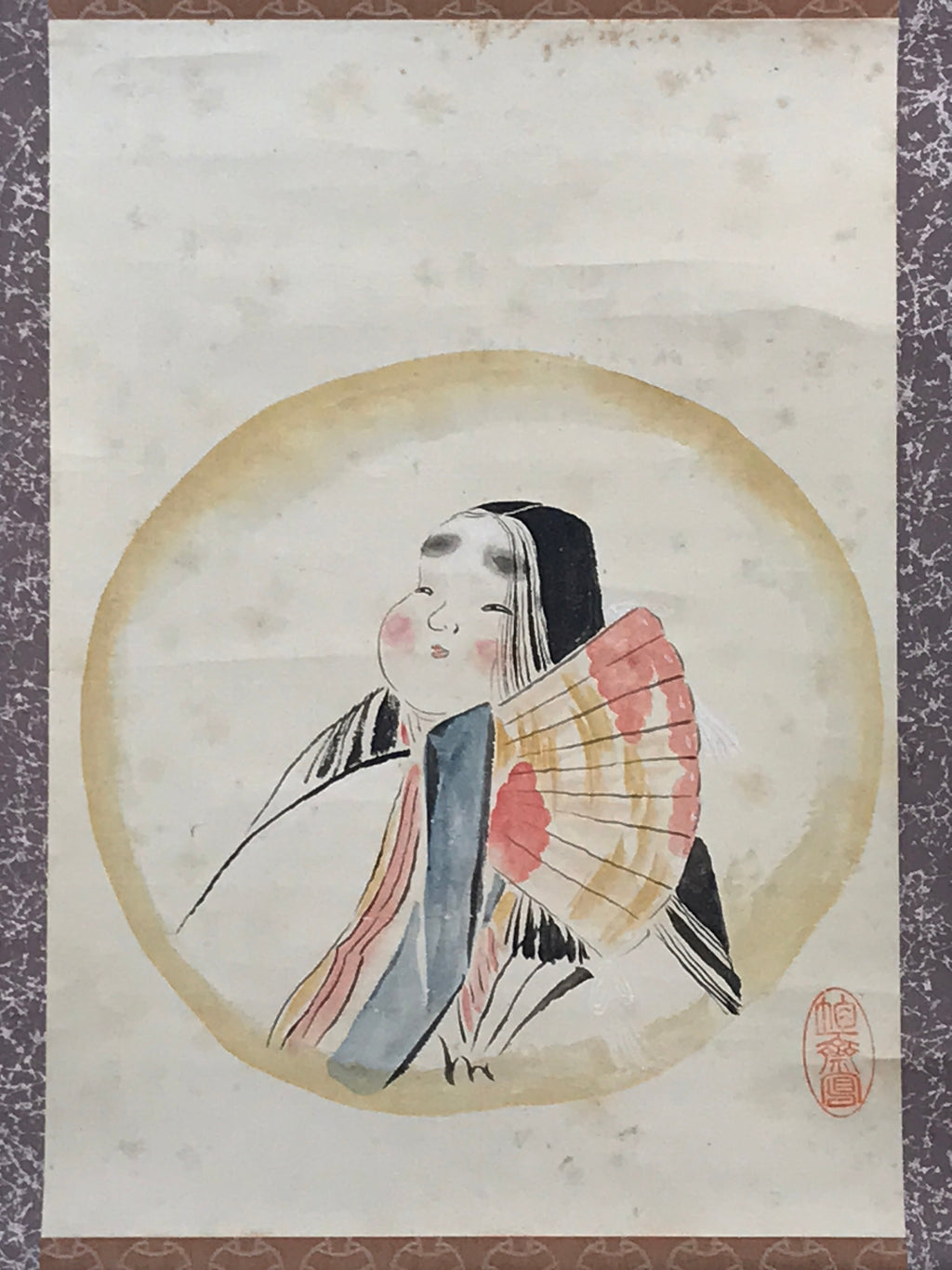 Japanese Hanging Scroll Heian Period Painting Beauties Kakejiku Kakemono SC761
