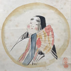 Japanese Hanging Scroll Heian Period Painting Beauties Kakejiku Kakemono SC761