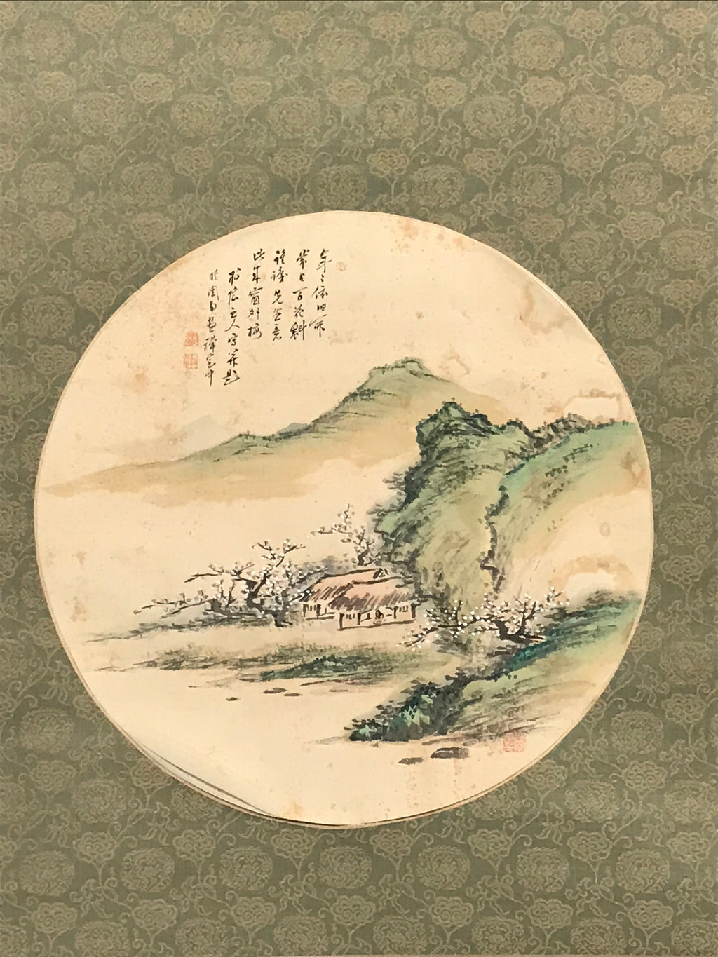 Japanese Hanging Scroll Kanji Poetry Spring Village Kakejiku Kakemono SC793