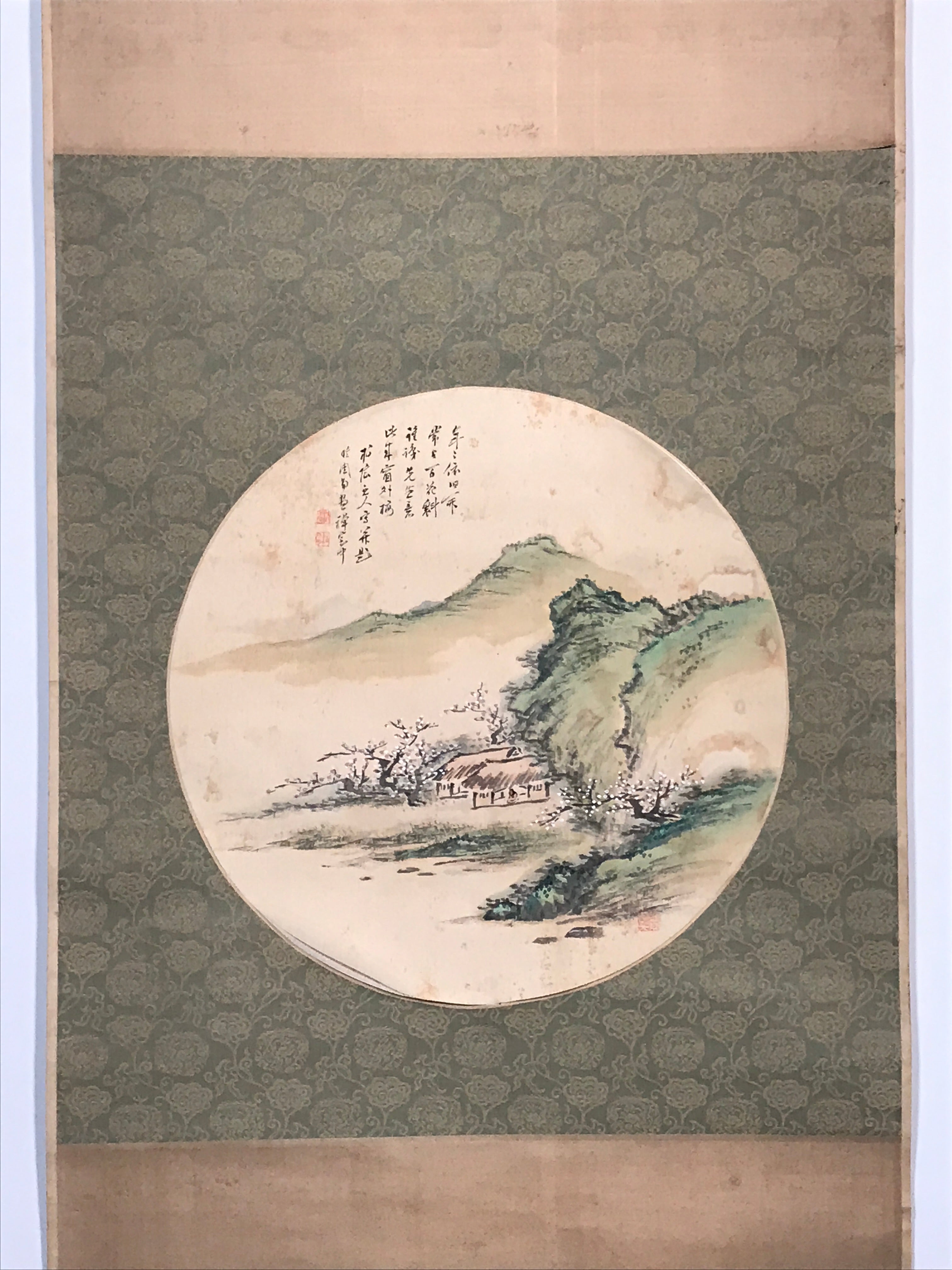 Japanese Hanging Scroll Kanji Poetry Spring Village Kakejiku Kakemono SC793