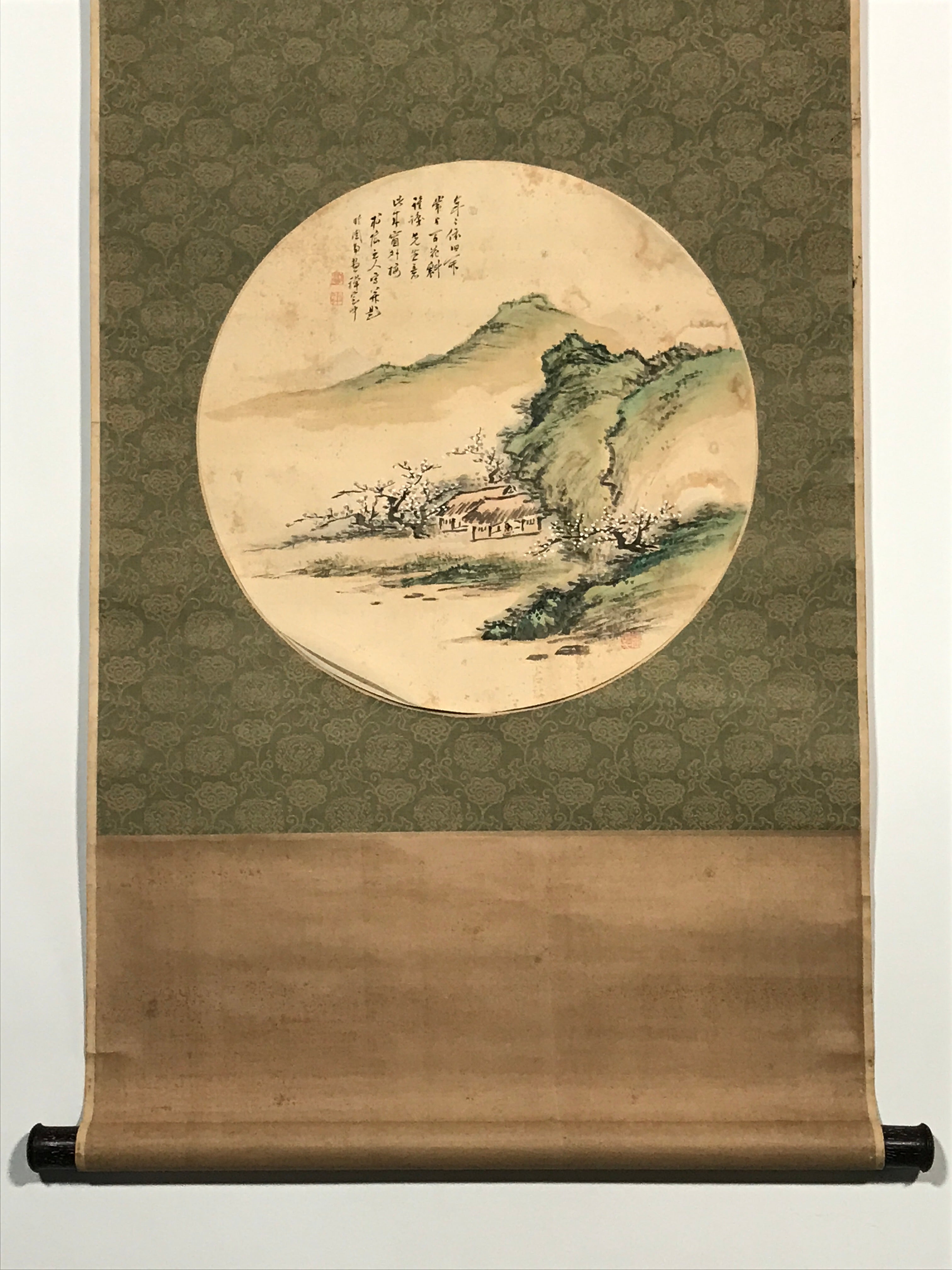 Japanese Hanging Scroll Kanji Poetry Spring Village Kakejiku Kakemono SC793