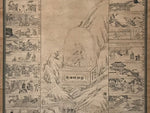 Japanese Hanging Scroll Printed Buddha Village Image Vtg Kakejiku Kakemono SC802