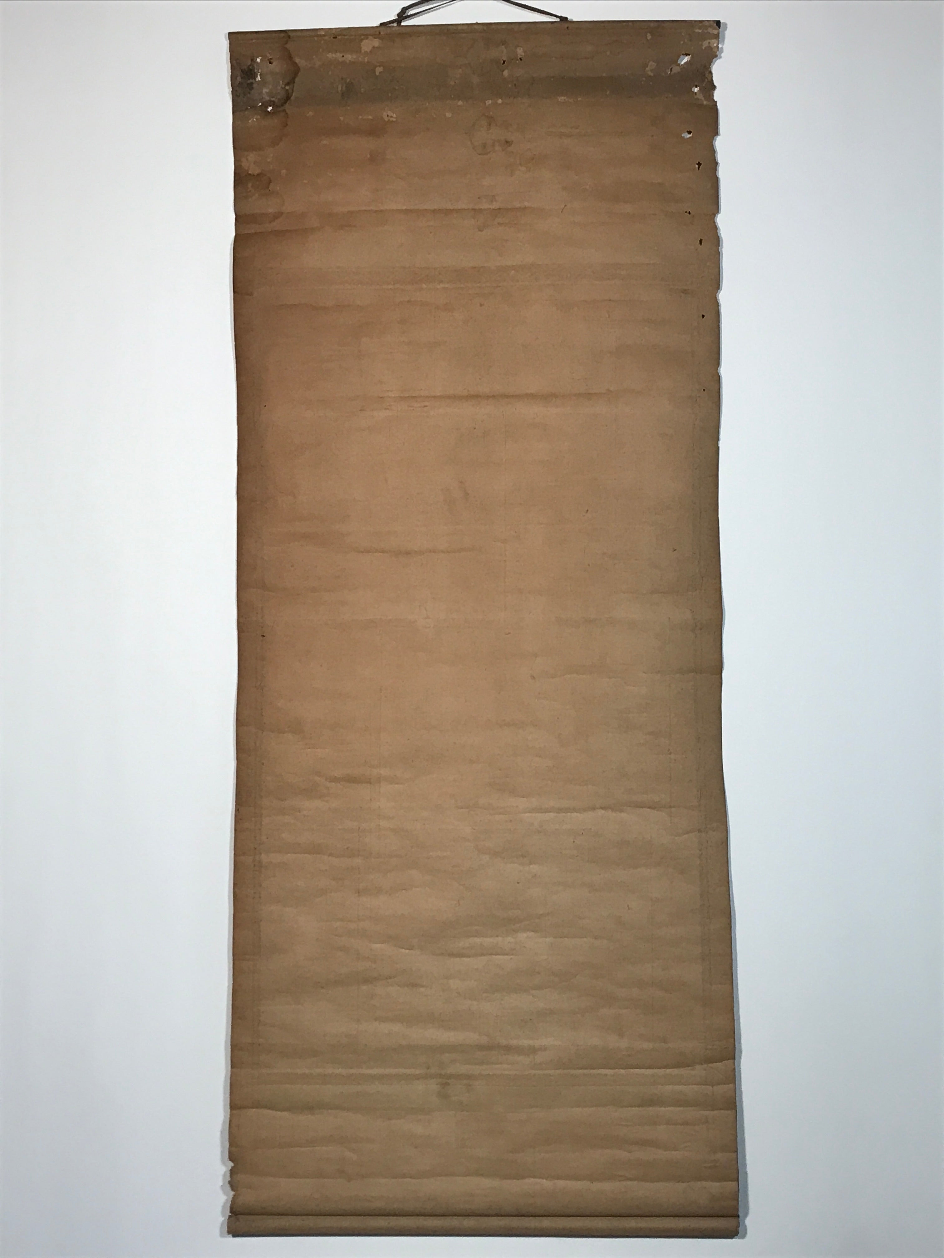 Japanese Hanging Scroll Printed Buddha Village Image Vtg Kakejiku Kakemono SC802