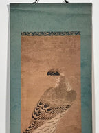 Japanese Hanging Scroll Printed Nihon-ga Hawk Victory Kakejiku Kakemono SC766