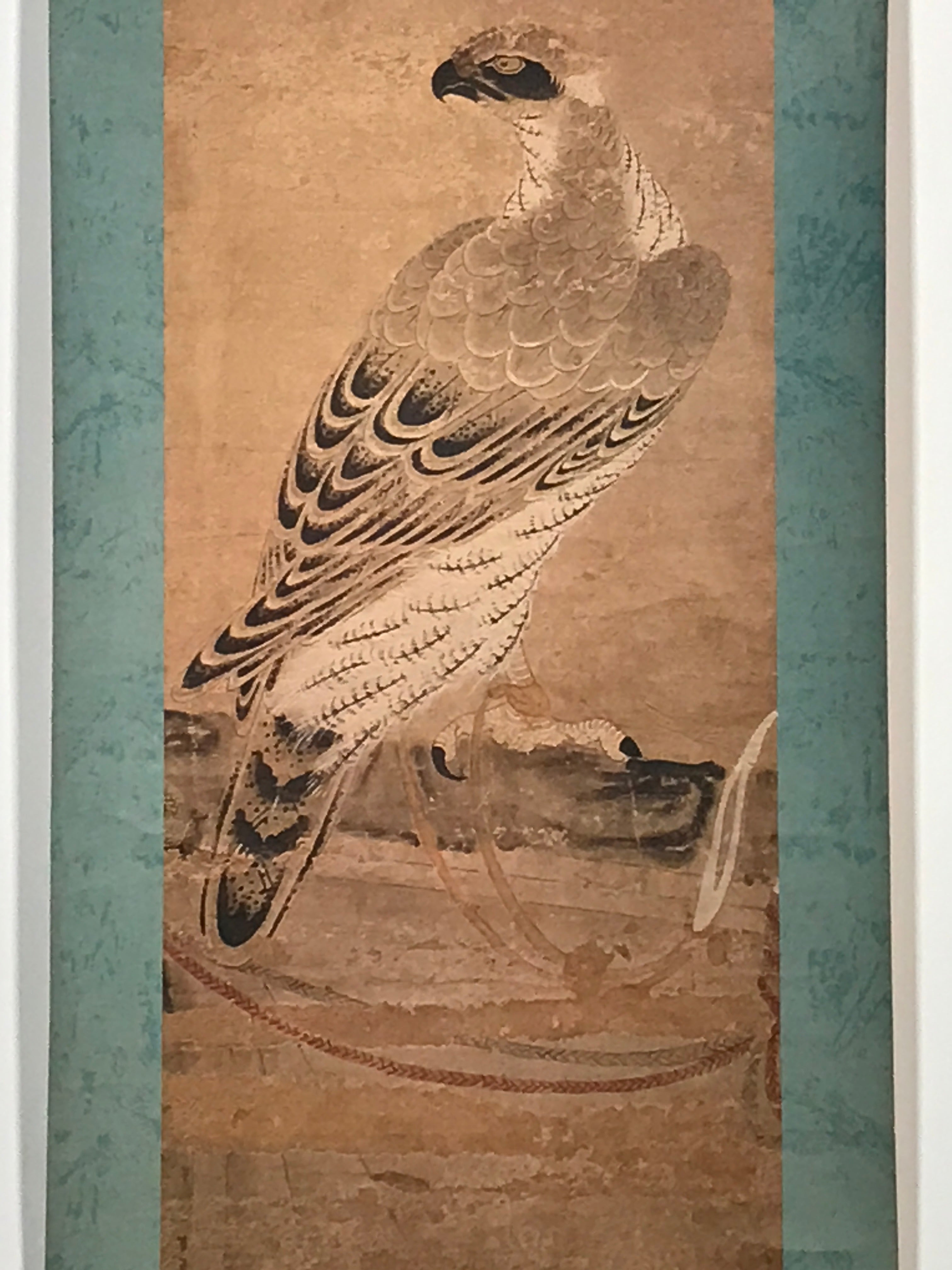 Japanese Hanging Scroll Printed Nihon-ga Hawk Victory Kakejiku Kakemono SC766