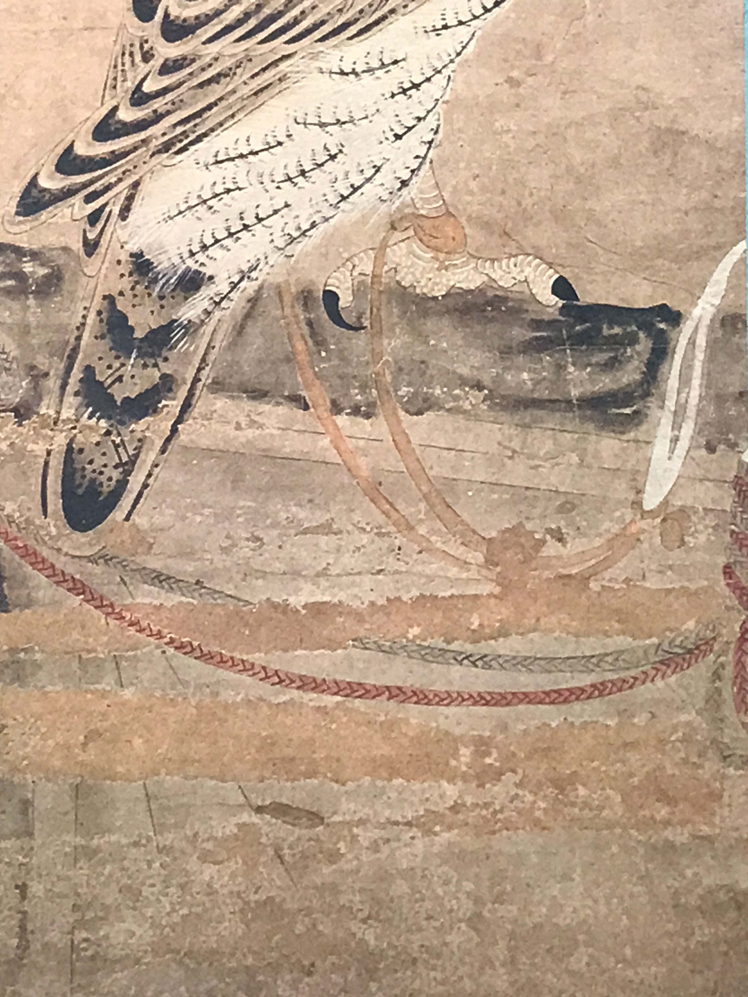 Japanese Hanging Scroll Printed Nihon-ga Hawk Victory Kakejiku Kakemono SC766
