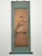 Japanese Hanging Scroll Printed Nihon-ga Hawk Victory Kakejiku Kakemono SC766