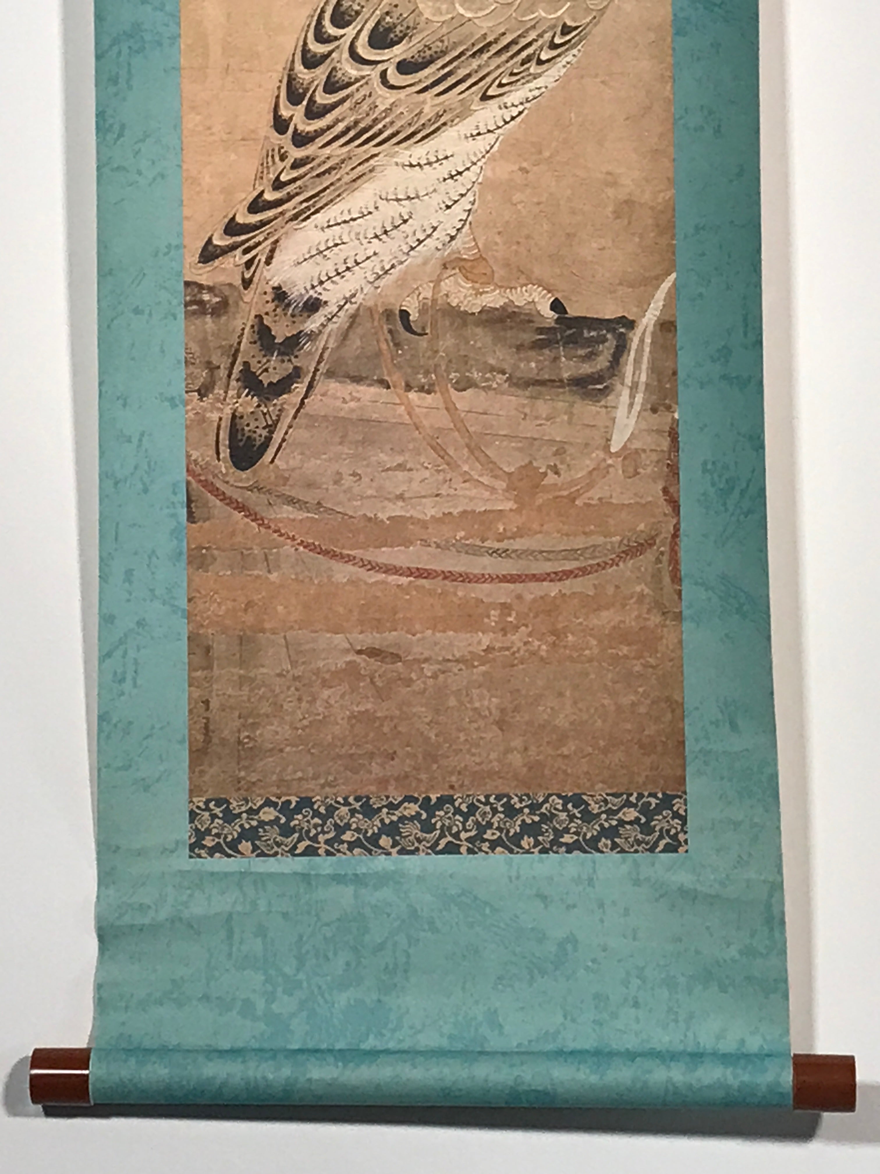 Japanese Hanging Scroll Printed Nihon-ga Hawk Victory Vtg Kakejiku Kakemono SC77