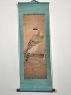 Japanese Hanging Scroll Printed Nihon-ga Hawk Victory Vtg Kakejiku Kakemono SC77