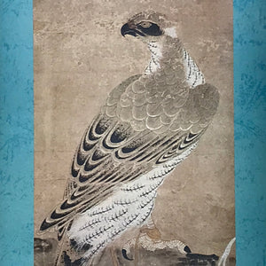 Japanese Hanging Scroll Printed Nihon-ga Hawk Victory Vtg Kakejiku Kakemono SC77