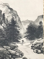 Japanese Hanging Scroll Printed Sansui-ga Mountain River Vtg Kakejiku SC768