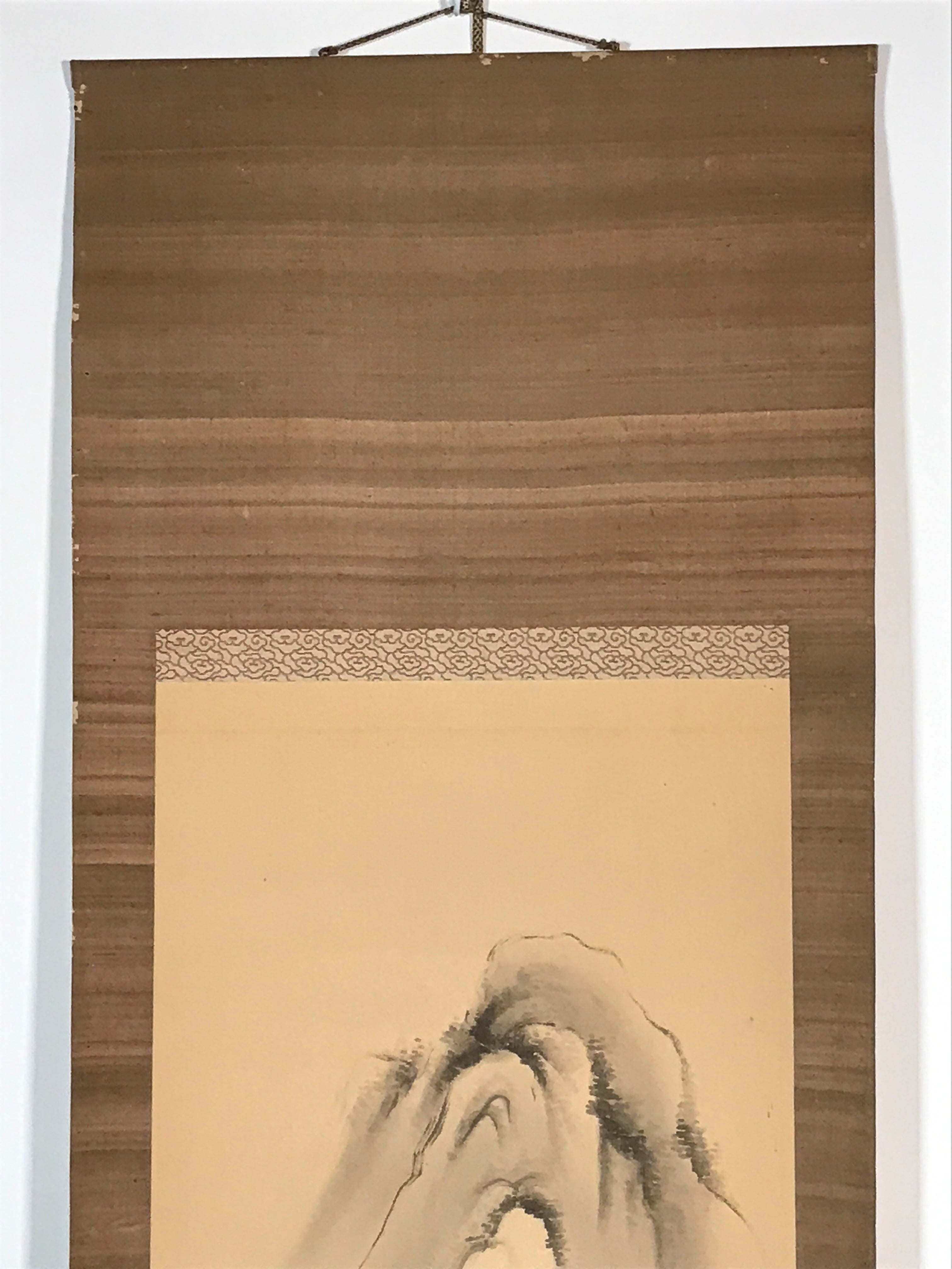 Japanese Hanging Scroll Sansui Landscape Mountain River Vtg Kakejiku SC764