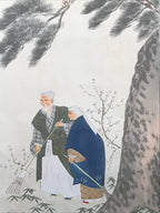 Japanese Hanging Scroll Takasago Old couple Celebration Vtg Kakejiku SC774