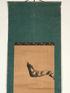 Japanese Hanging Scroll Tiger Baring Fangs Tora Black Kakejiku Kakemono SC792
