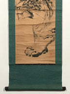 Japanese Hanging Scroll Tiger Baring Fangs Tora Black Kakejiku Kakemono SC792
