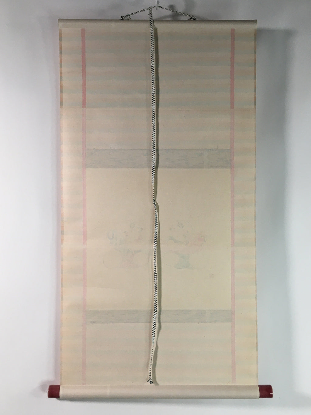 Japanese Hanging Scroll Vtg Kakejiku Kakemono Baby Red Blue Fish SC731