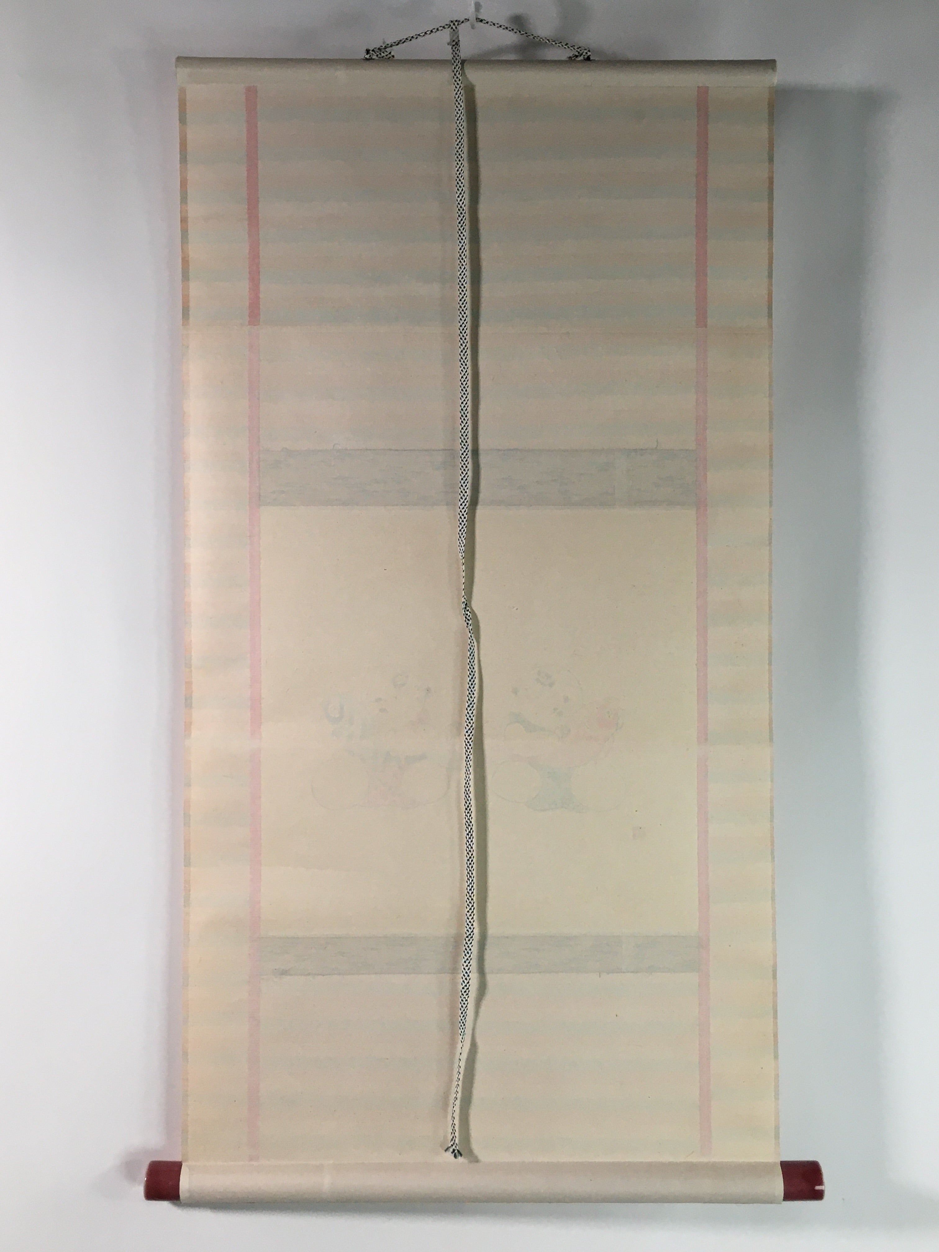 Japanese Hanging Scroll Vtg Kakejiku Kakemono Baby Red Blue Fish SC731
