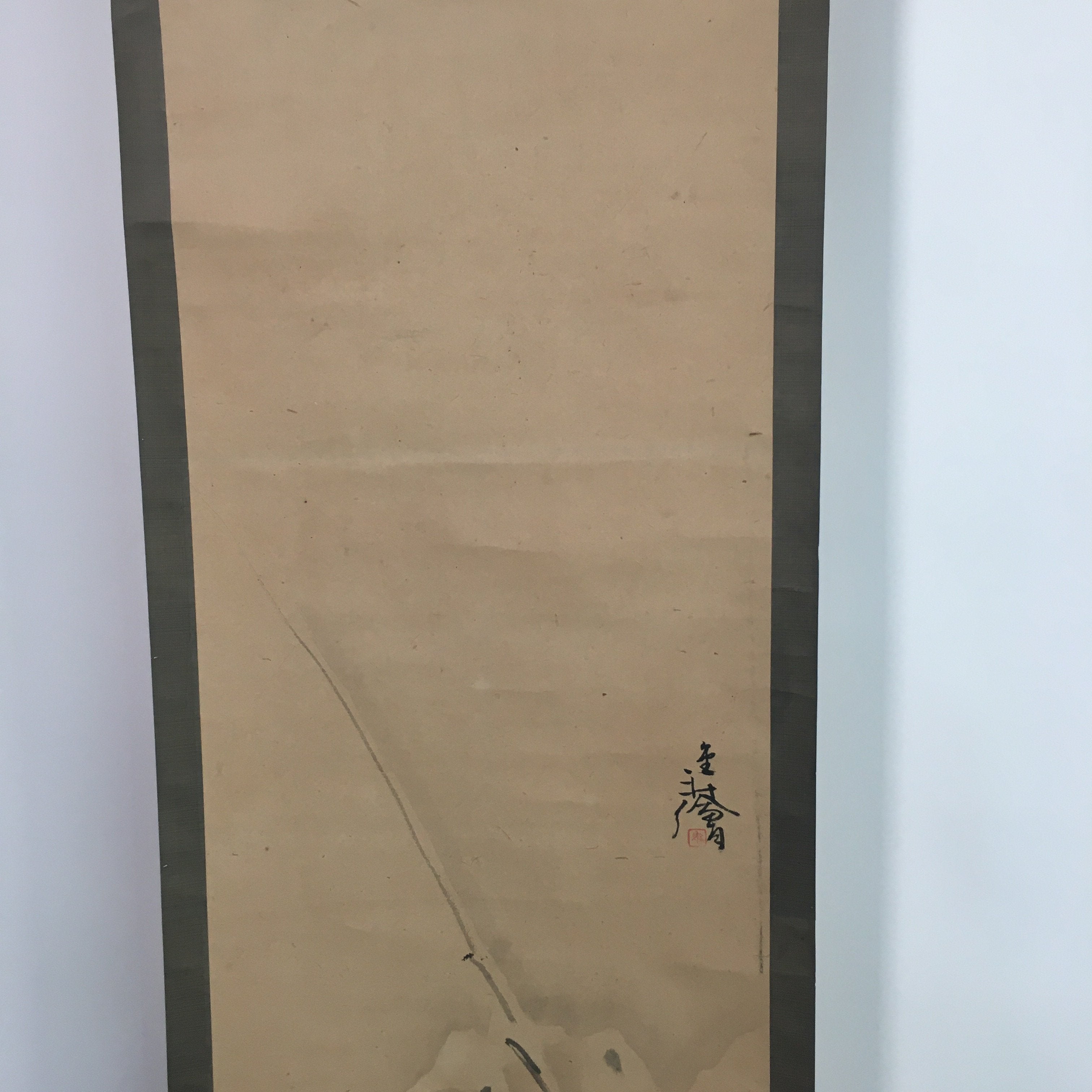 Japanese Hanging Scroll Vtg Kakejiku Kakemono Bamboo With Snow SC647