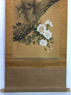 Japanese Hanging Scroll Vtg Kakejiku Kakemono Blue Birds Pine Tree Signed SC723