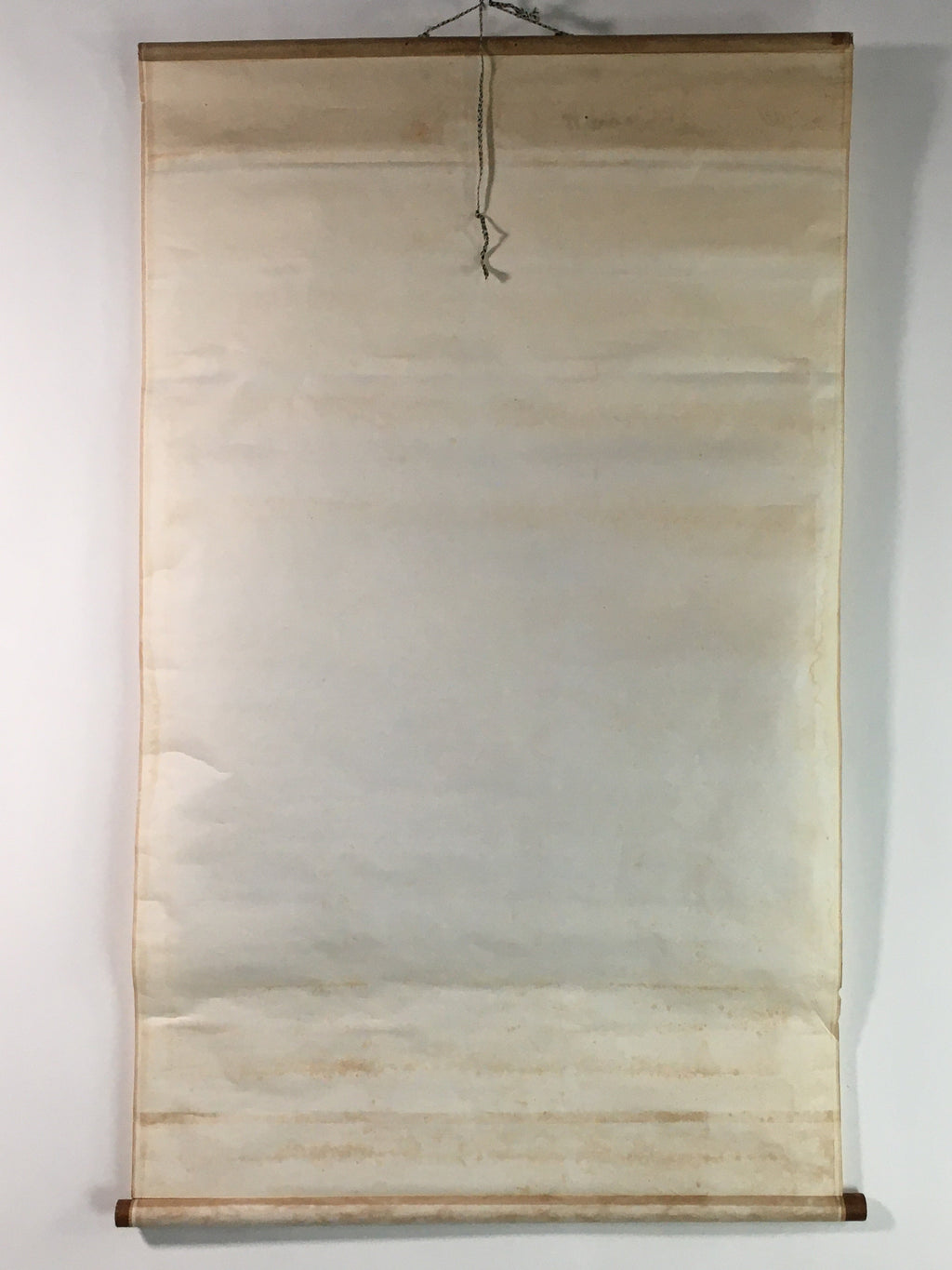 Japanese Hanging Scroll Vtg Kakejiku Kakemono Bridge River Man SC754