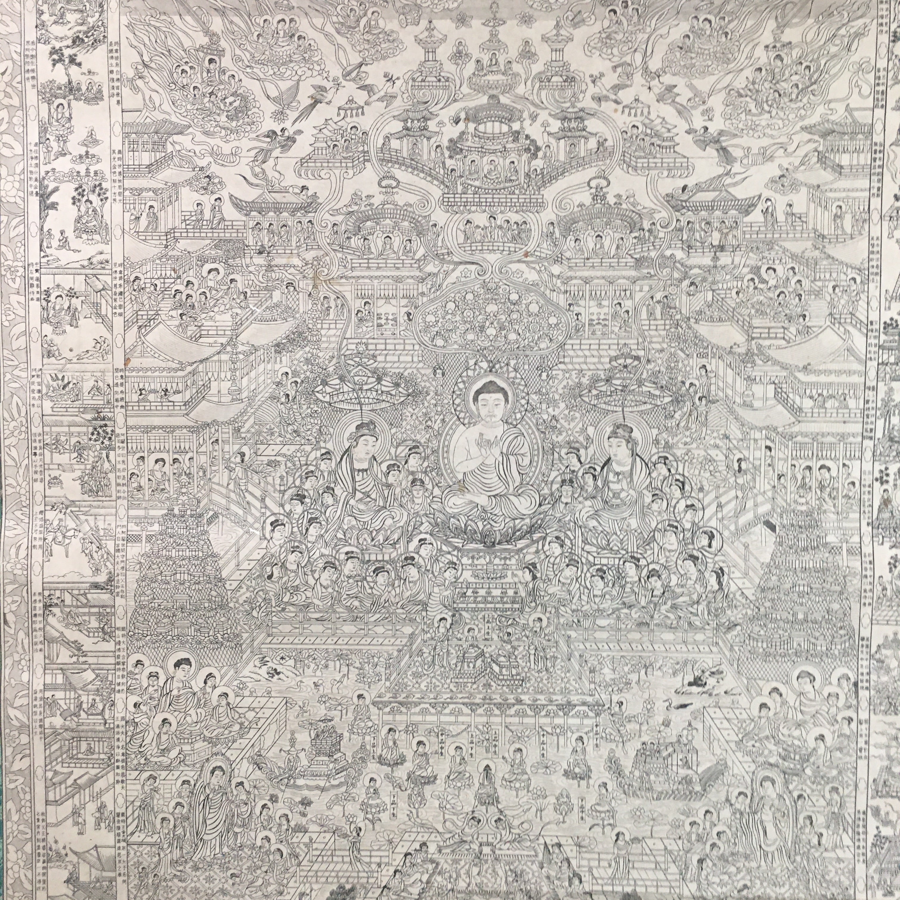 Japanese Hanging Scroll Vtg Kakejiku Kakemono Buddhist Buddha World SC698