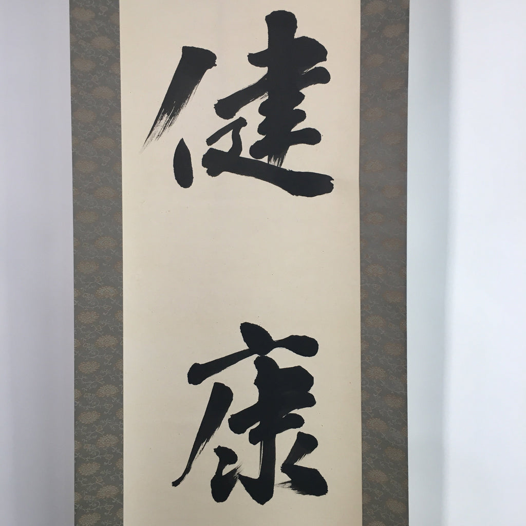 Japanese Hanging Scroll Vtg Kakejiku Kakemono Calligraphy Health Kanji SC658