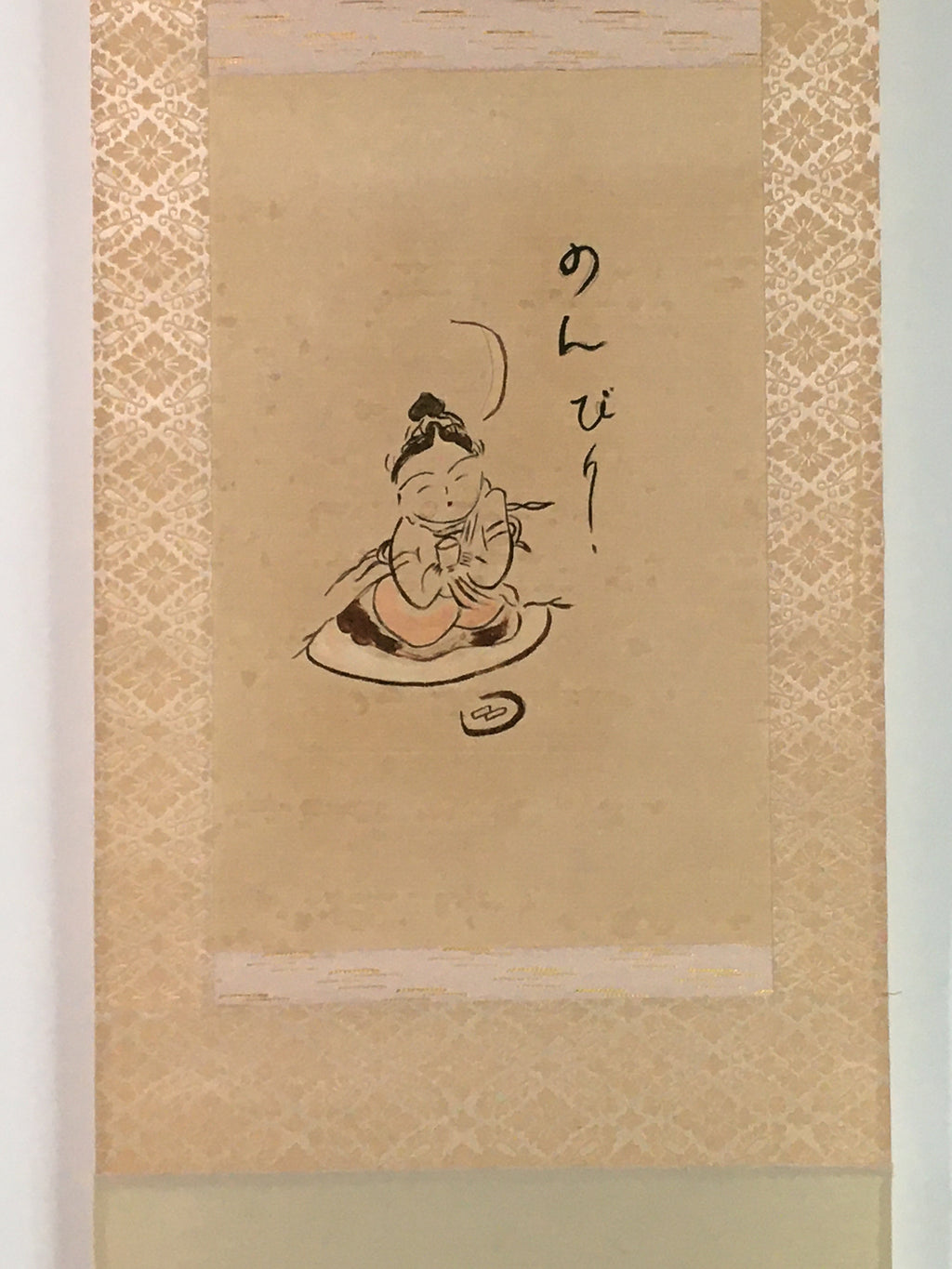 Japanese Hanging Scroll Vtg Kakejiku Kakemono Celestial Maiden Relax SC742