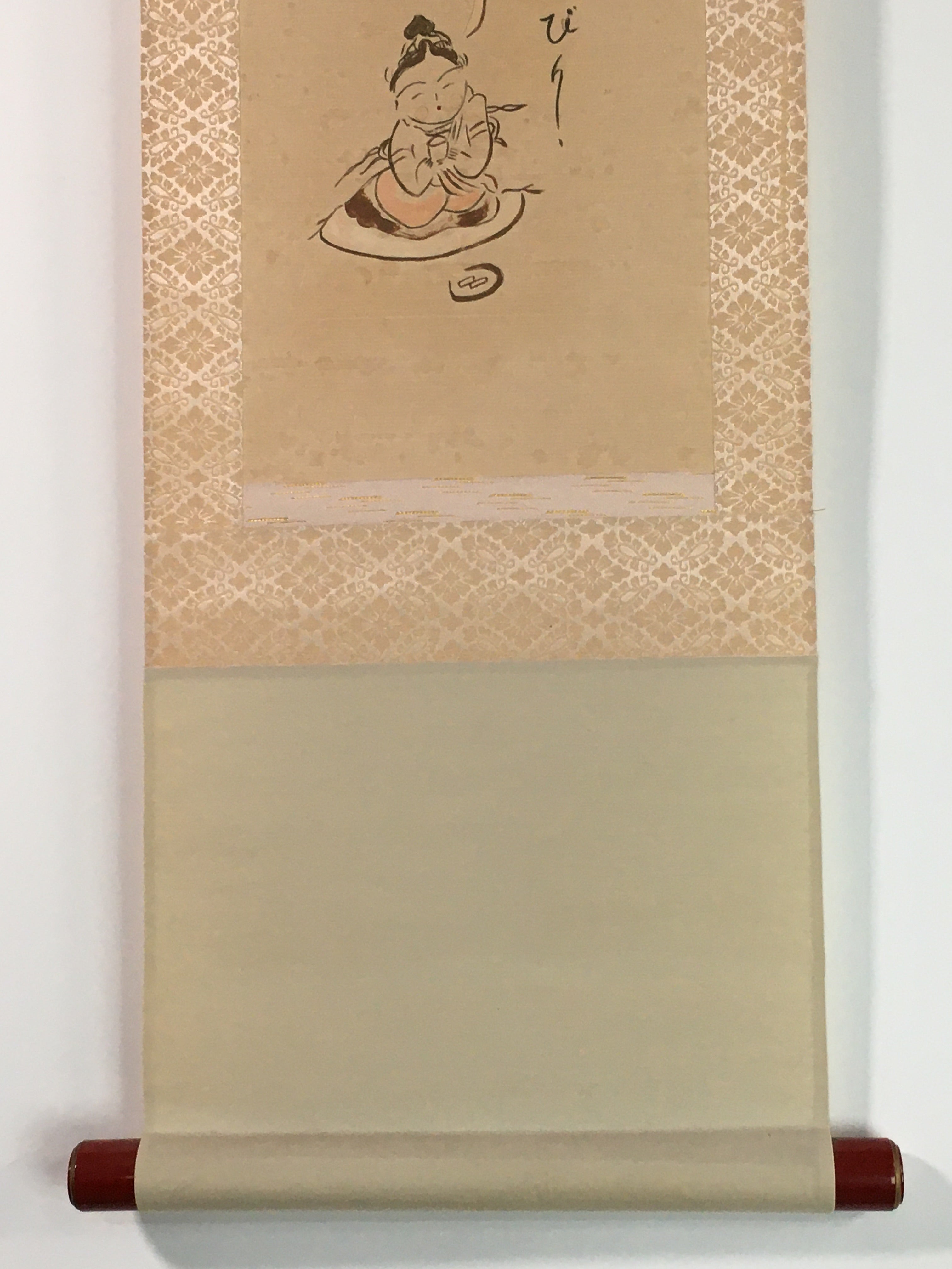 Japanese Hanging Scroll Vtg Kakejiku Kakemono Celestial Maiden Relax SC742