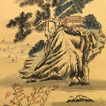 Japanese Hanging Scroll Vtg Kakejiku Kakemono Cliff House Pine Tree SC741