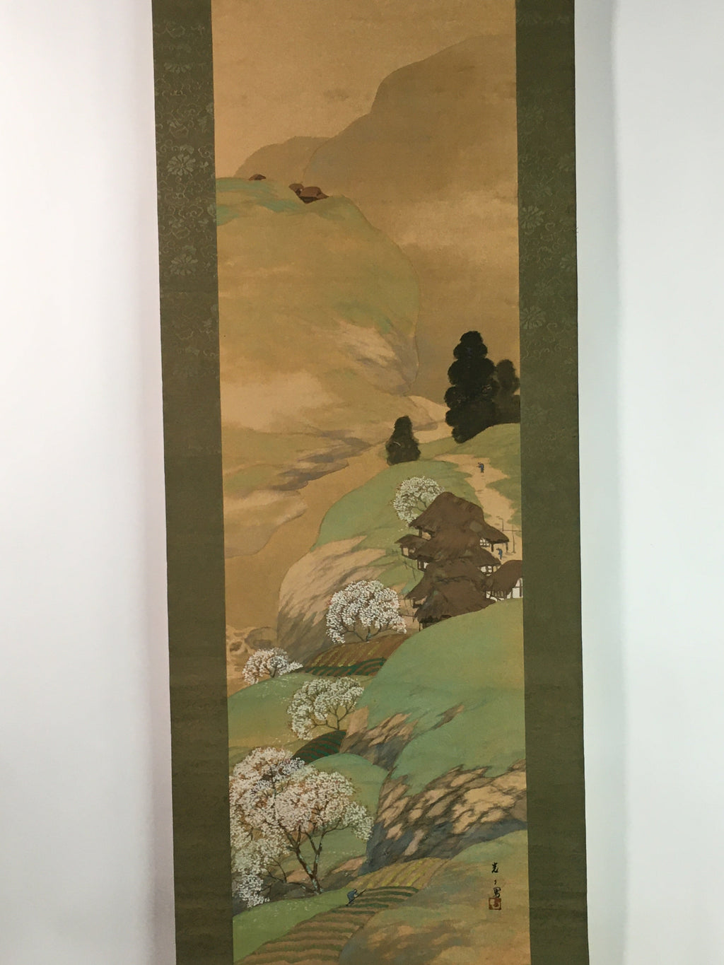 Japanese Hanging Scroll Vtg Kakejiku Kakemono Countryside Scenery SC757