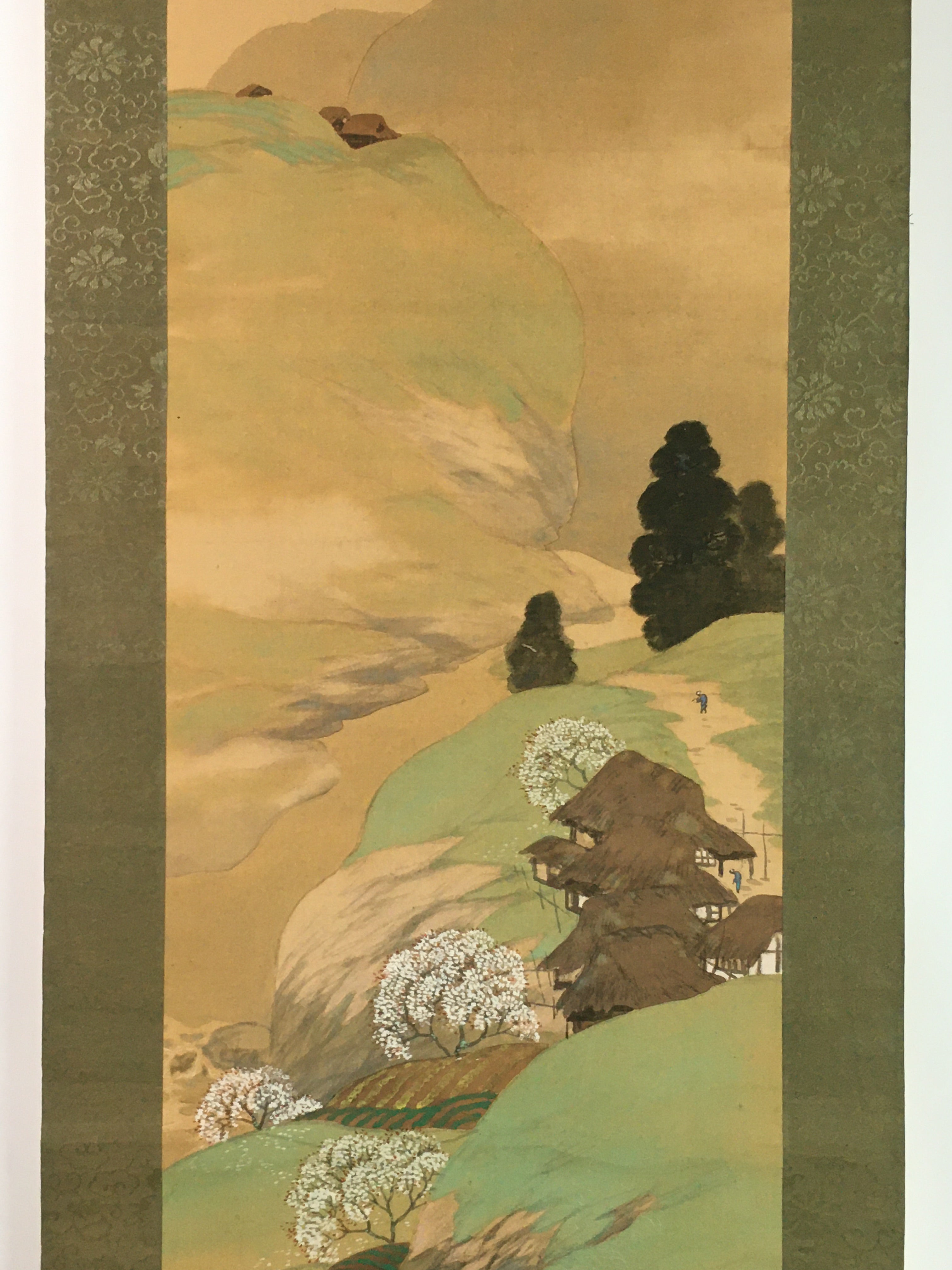 Japanese Hanging Scroll Vtg Kakejiku Kakemono Countryside Scenery SC757