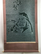 Japanese Hanging Scroll Vtg Kakejiku Kakemono Daruma Washi Art SC749