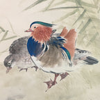 Japanese Hanging Scroll Vtg Kakejiku Kakemono Duck Chick Pond SC745